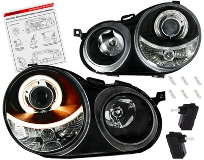 Vw polo iv 9n 01-05 лампи фари black кільця фото №1