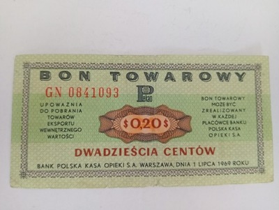 BON TOWAROWY 20 CENTÓW 1969