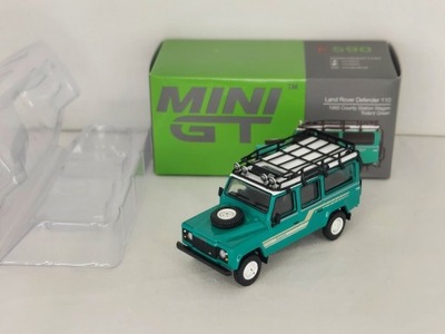 Mini GT 1:64 Land Rover Defender 110 County Station Wagon 1985 RHD green