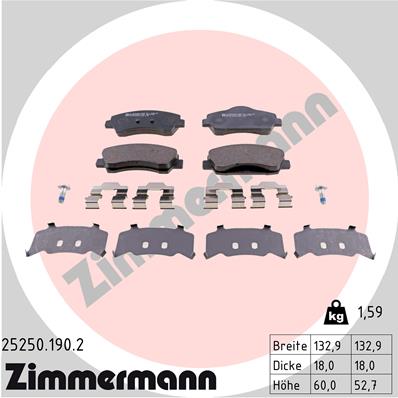 SABOTS DE FREIN DE FREIN ZIMMERMANN 25250.190.2 - milautoparts-fr.ukrlive.com