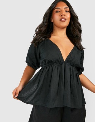 BOOHOO BLUZKA DEKOLT V-NECK MARSZCZENIE 2KG NG2__XXL