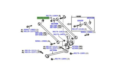 90179-12100 гайка болты тяга рычага подушки безопасности мост lexus rx rav4 фото №1