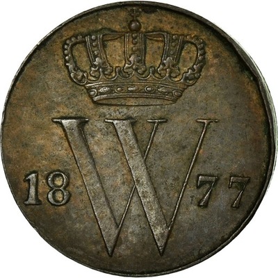 Moneta, Holandia, William III, 1/2 Cent, 1877, AU(