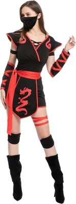 KOSTIUM NINJA ASSASSIN ZESTAW COSPLAY Z MASKĄ I AKCESORIAMI HALLOWEEN S