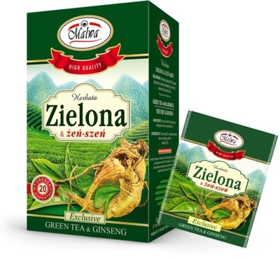 Herbata zielona z żeń-szeniem Malwa 20x1,5g koperta