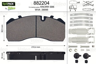 КОЛОДКИ HAM.MB,MAN,BPW,SAF MERCEDES: ATEGO VALEO VAL882204