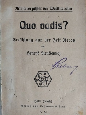 SIENKIEWICZ QUO VADIS PO NIEMIECKU OK. 1912