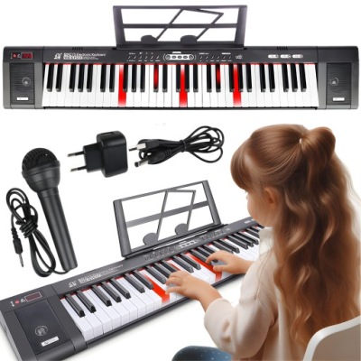 DUŻE ORGANY KEYBOARD PIANINO PODŚWIETLANE KLAWISZE LED DO NAUKI 61KLAWISZY