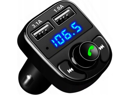 Transmiter FM samochodowy BLUETOOTH 2xUSB SD MP3
