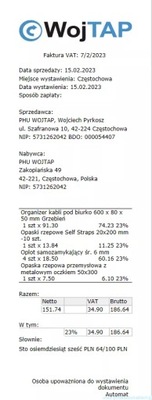 Szablon Baselinker do druku faktury szerokość 80 mm