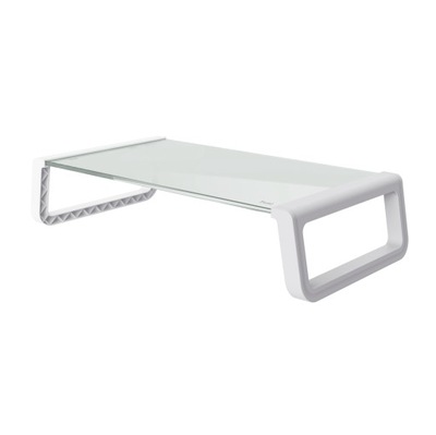 PODSTAWKA POD MONITOR BIAŁA PÓŁKA POD EKRAN LAPTOP SZKŁO HARTOWANE