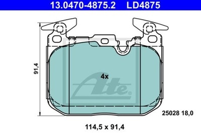 ATE 13.0470-4875.2 КОЛОДКИ КЕРАМИЧЕСКИЕ ПЕРЕД BMW 1/2/3/4 10-