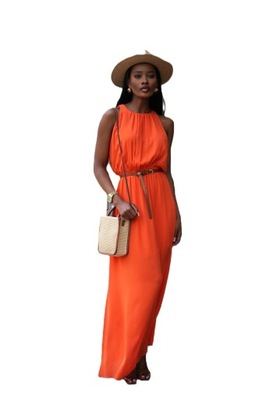 Długa sukienka maxi pomarańczowa Lola Fashion M L