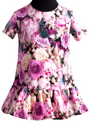 Sukienka Dla Dziewczynki Kwiaty Amarant Róż r. 116