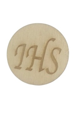 Drewniane kółko z IHS - Wypalony napis