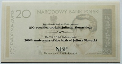20 zł Juliusz Słowacki 2009 - puste etui