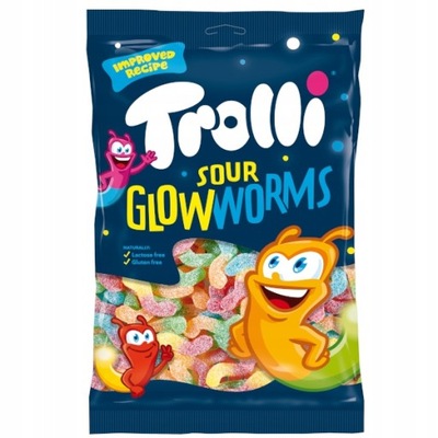 Trolli Żelki Kwaśne Robaczki Sour Glow Worms 1000g
