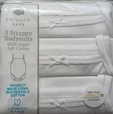 Body 3-pak na ramiączkach białe PRIMARK 18-24m 92 cm