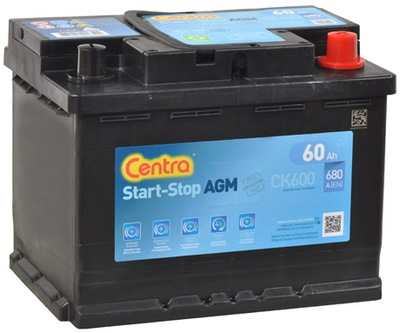 АКУМУЛЯТОР CENTRA AGM 60 AH, 680 A, CK600