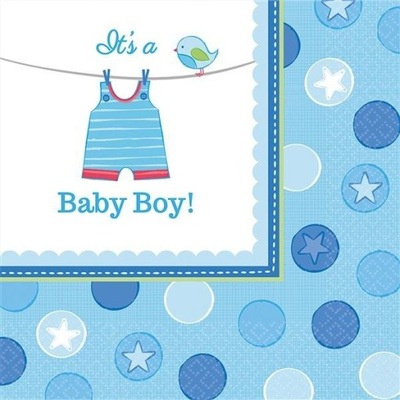 Serwetki Amscan Baby Shower Boy 16 szt. 33 x 33 cm