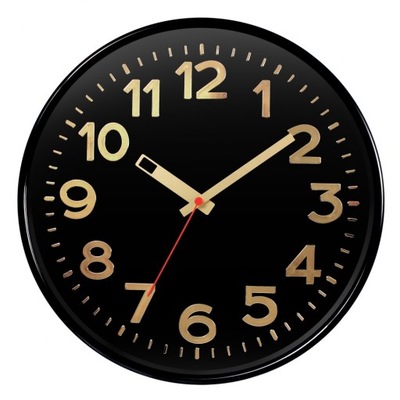 Zegar ścienny klasyczny czarny, 30 cm