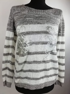 Sweter w paski zdobiony rozmiar 38