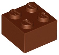 Lego 3003 klocek 2x2 brązowy Reddish Brown 2szt