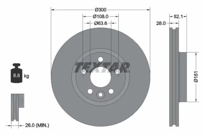 TEXTAR 92159205 DISC HAM. FORD GALAXY/SMAX VOLVO S80  