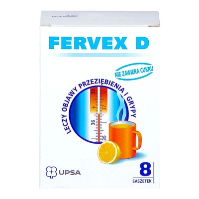 FERVEX D bez cukru przeziębienie grypa 8 saszetek