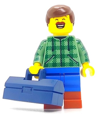 LEGO Minifigurka Konserwator ze Skrzynką BAM, NOWE