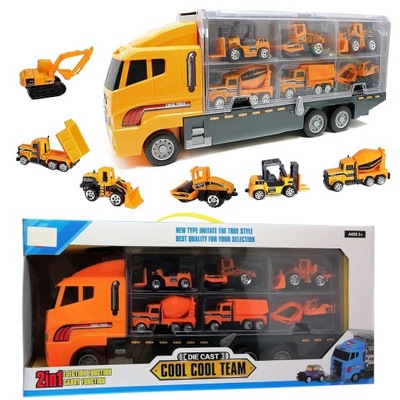 Ciężarówka Tir Dla Dzieci Laweta 6 Aut Zestaw Maszyn Budowlanych Na Prezent