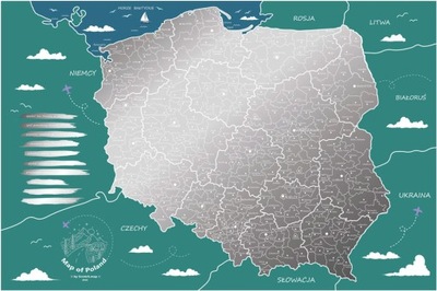 Mapa Zdrapka Polska Srebrna prezent dla Podróżnika
