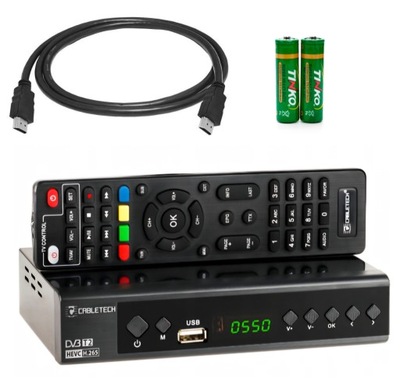 Tuner dekoder DVB-T2 DVB-C 10bit H.265 Cabletech URZ0336C+KABEL HDMI 1,2 m
