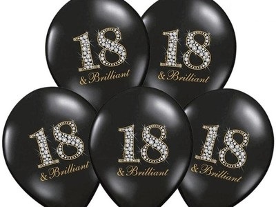 Balon balony napis 18 Urodziny 10 sztuk