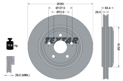 TEXTAR DISCOS DE FRENADO 2 PIEZAS PARTE TRASERA JEEP GRAND CHEROKEE GRAND CHEROKEE  