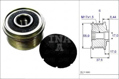 Ina шкив генератора mazda 3 6 1,6-2,3 02- фото №1