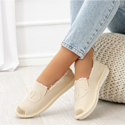 BEŻOWE ESPADRYLE DAMSKIE CHANELKI 36