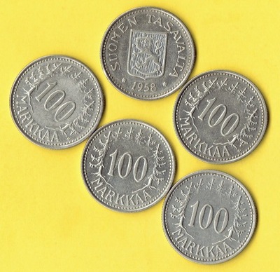 Finlandia 100 Markka 1958 r. Ag