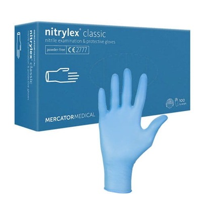 RĘKAWICZKI NITRYLOWE BEZPUDROWE MERCATOR NITRYLEX CLASSIC 100SZTUK-M