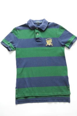 POLO RALPH LAUREN Polo w paski granat zieleń XXS