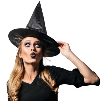 Czapka kapelusz WIEDŹMY czarna wiedźma CZAROWNICA andrzejki halloween