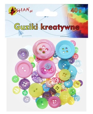 Guziki kreatywne dekoracyjne PASTELOWE 40g 75 szt