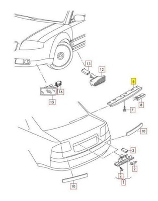 ŽIBINTAS GALINĖ AUDI A6 RS6 S6 C6 2006-2011 