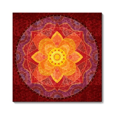 Obraz Mandala, bordowy, żółty, 100x100 cm