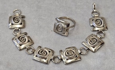 Bransoletka srebrna pierścionkiem wisior po 1986