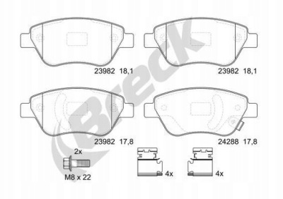 Тормозные колодки тормозные перед 239820070210 breck фото №1