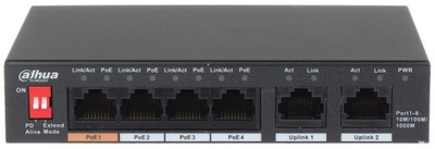 Gigabitowy switch PoE Dahua CS4006-4GT-60 4xPoE + 2xUpLink