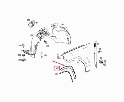 MERCEDES GASOLINA (GLS-KL X166) 2015 - 19 BRIDA ALAS PARTE DELANTERA ORIGINAL IZQUIERDA  