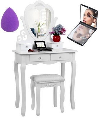 TOALETKA KOSMETYCZNA Z LUSTREM TL03 TABORET + GRATIS