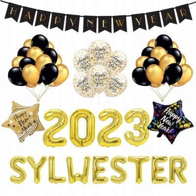 BALONY na Nowy Rok Sylwester Happy New Year 2023